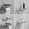 Ершик для унитаза LEMARK GLASS LINE с держателем и полкой, хром/белое стекло 9761031